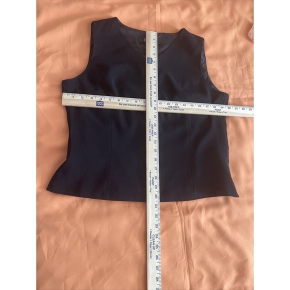 Kasper Size 14 Black Camisole Top Blouse Women Lined V-neck Zipper Side - Picture 8 of 10